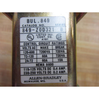 Allen Bradley 849-ZOD321 Pneumatic Timing Relay 849-Z0D321