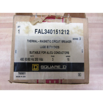 Square D FAL340151212 Thermal Magnetic Circuit Breaker Series 2