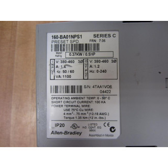 Allen Bradley 160-BA01NPS1 160BA01NPS1 Speed Controller Series C - Used
