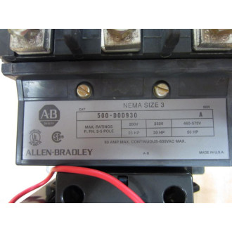 Allen Bradley 500-DOD930 Contactor 500-D0D930 Series A - New No Box