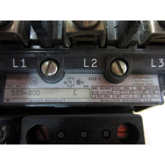 Allen Bradley 505-BOD Reversing Starter Ser C 505B0D Cracked Reset - Used