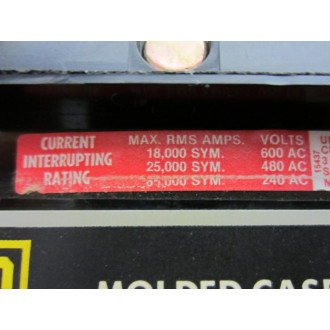 Square D FH36015 Circuit Breaker Missing Bracket - Used