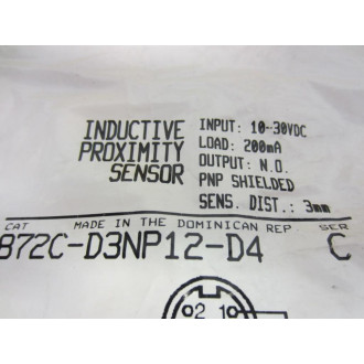 Allen Bradley 872C-D3NP12-D4 Proximity Sensor 872CD3NP12D4 Series C