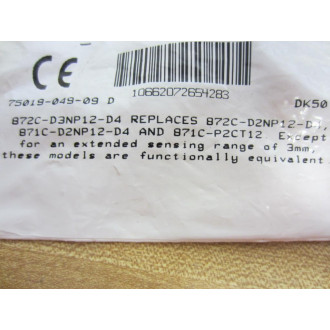 Allen Bradley 872C-D3NP12-D4 Proximity Sensor 872CD3NP12D4 Series C
