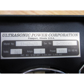 Ultrasonic Power 53-40-418 Ultrasonic Generator 1000W Model 5300 - Used