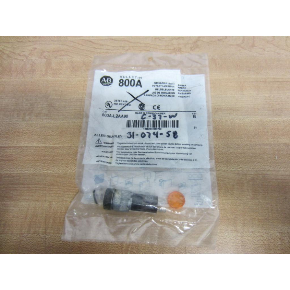 Allen Bradley 800A-L2AA90 Indicating Light Amber 800A-L Series B