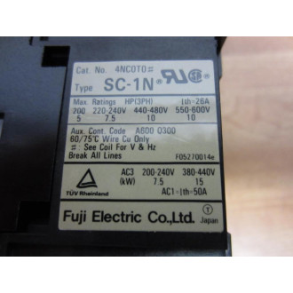 Fuji Electric SC-1N Magnetic Contactor SC1N 4NC0T0 - Used