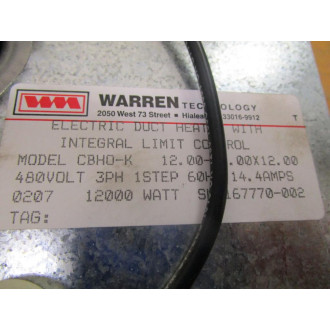 Warren Technology CBHO-K Electric Heater CBHOK - New No Box