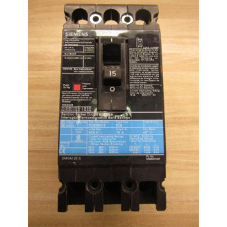 Siemens ED63B015 15A Circuit Breaker ED63B015L - Used