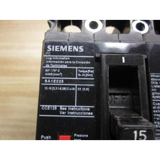 Siemens ED63B015 15A Circuit Breaker ED63B015L - Used