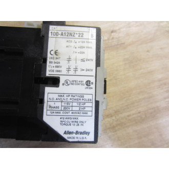 Allen Bradley 100-A12NZJ22 Contactor 100A12NZJ22 - Used