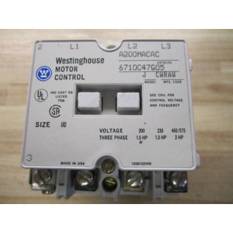 Cutler Hammer A200MACAC Eaton Motor Control 6710C47G05 Contactor Only - New No Box
