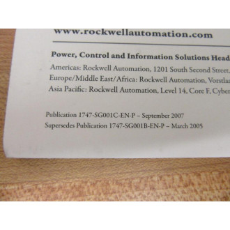 Allen Bradley 1747-SG001C-EN-P SLC 500 Systems Selection Guide - New No Box
