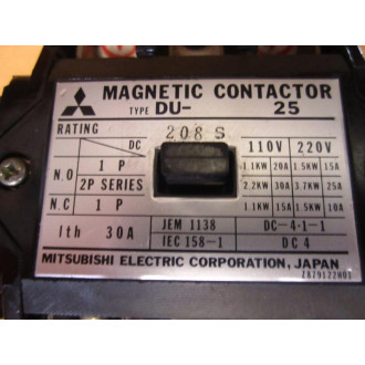 Mitsubishi DU-25 Magnetic Contactor - Used