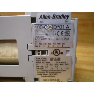 Allen Bradley 100-C09D*01 3P Contactor 100C09D01 Ser.A - Used