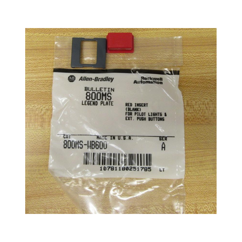 Allen Bradley 800MS-WB600 Legend Plate 800MSWB600