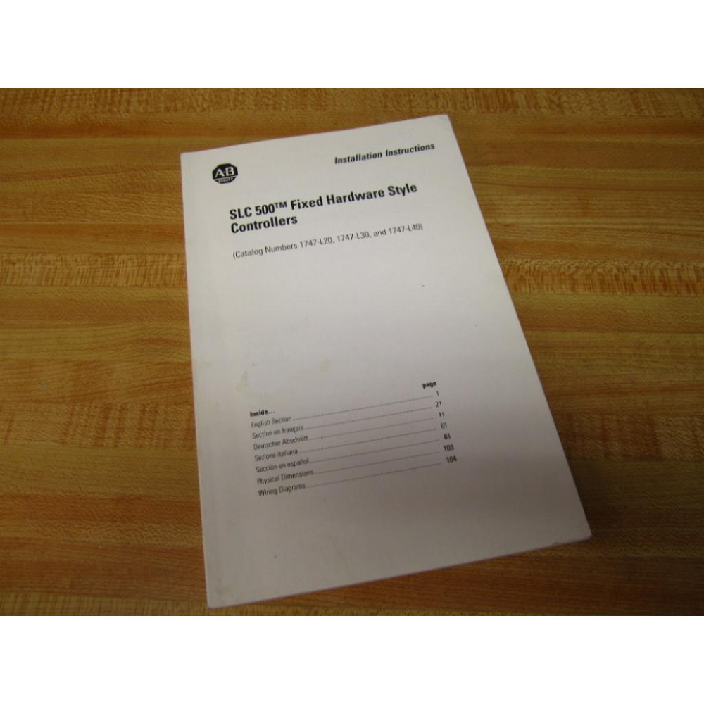 Allen Bradley 40072-092-01 SLC500 Instructions 40072-092-01(B) - Used