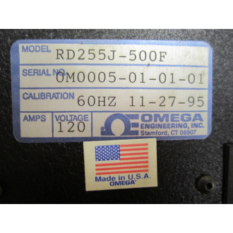 Omega RD255J-500F Thermocouple Recorder - Used