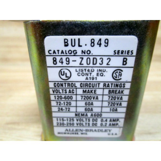Allen Bradley 849-Z0D32 Timing Relay 849ZOD32 Series B - New No Box