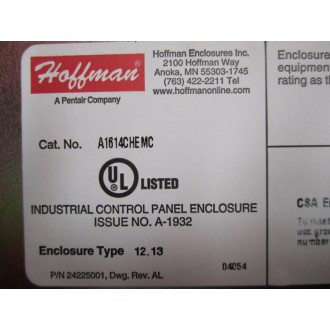 Hoffman A1614CHEMC Junction Box - New No Box