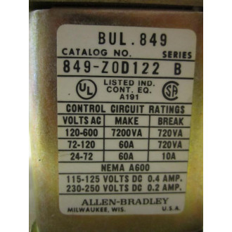 Allen Bradley 849-ZOD122 Pneumatic Timer 849-Z0D122 - New No Box