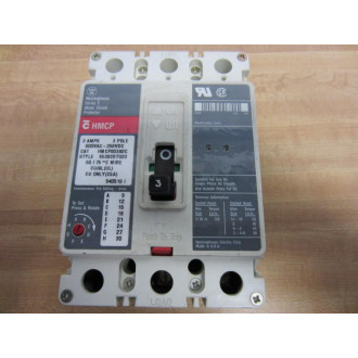 Westinghouse HMCP003A0C Circuit Protector 6630C87G03 Series C - Used