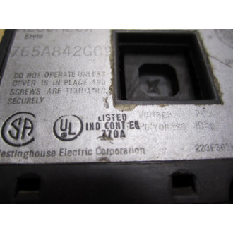 Westinghouse A200M2CX Size 2 Starter 45A 3 Pole 765A842G09 - Used