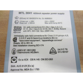 Measurement Technology MTL 3041 MTL3041 MTL-3041 Power Supply - New No Box
