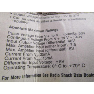 Archer 276-1740 Adj Voltage Regulator