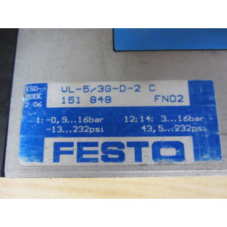 Festo VL-53G-D-2 C 151848 Valve VL53GD2C - Used