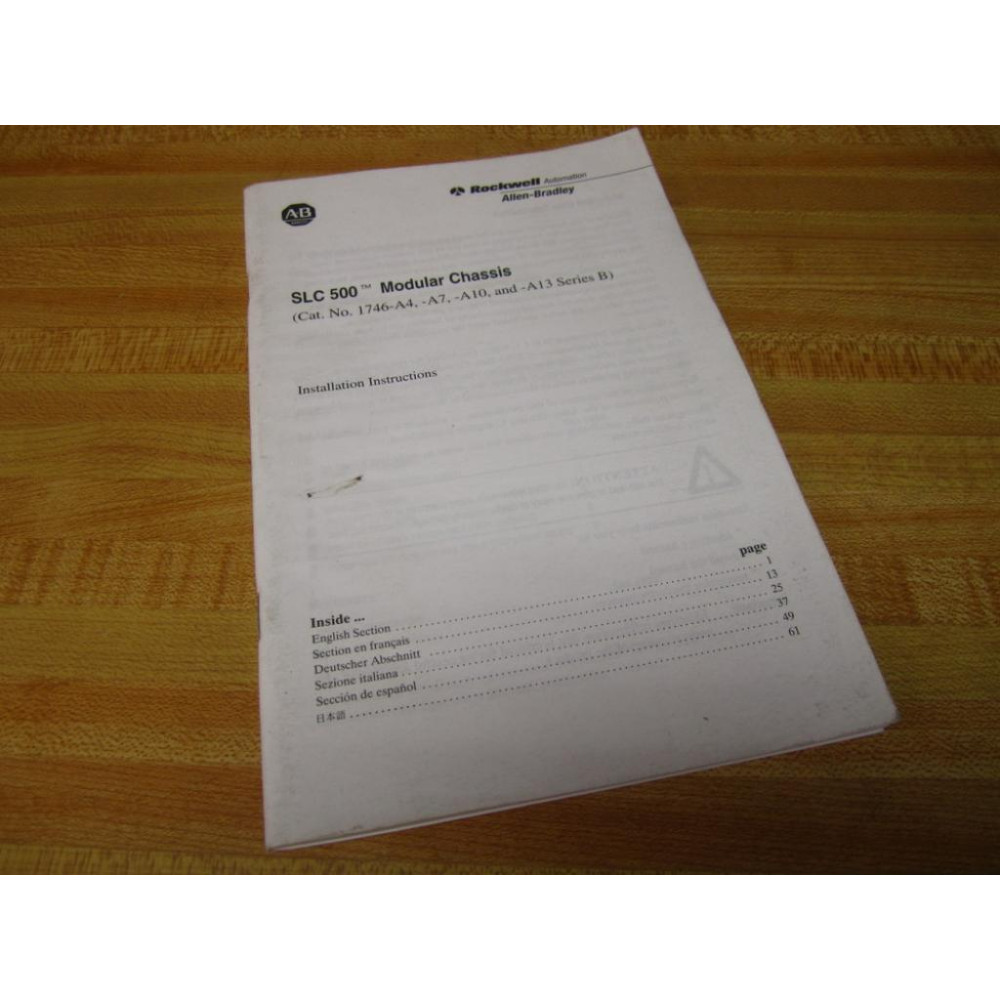 Allen Bradley 40072-042-01 SLC 500 Installation Instructions 40072-042-01 (A) - Used