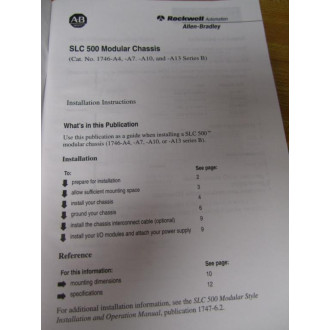 Allen Bradley 40072-042-01 SLC 500 Installation Instructions 40072-042-01 (A) - Used
