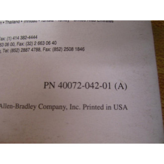 Allen Bradley 40072-042-01 SLC 500 Installation Instructions 40072-042-01 (A) - Used