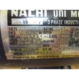 Nachi USV-OA-A2-0.4-4-1669K Induction Motor USVOAA20441669K - Used