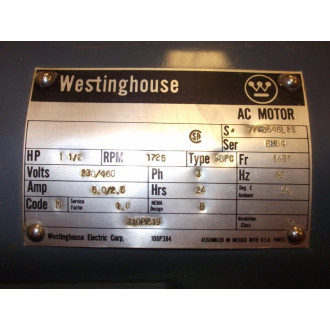 Westinghouse 773B646L25 Motor BH84 108p384 - Used