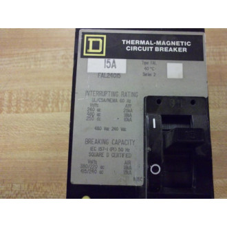 Square D FAL24015 Circuit Breaker 15A Series 2 Type FAL - Used