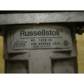 Russellstoll 7428-78 4 POS Connector 60A 600VAC-250V - Used