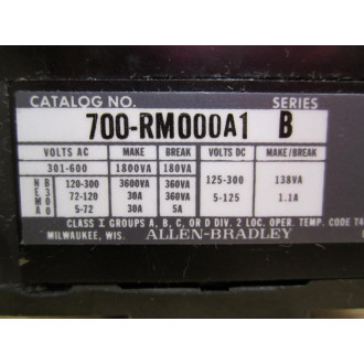 Allen Bradley 700-RM000A1 Relay Ser. B - New No Box