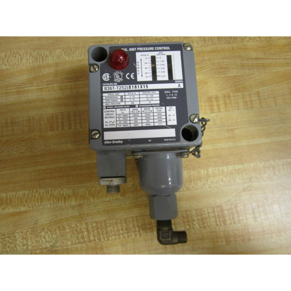 Allen Bradley 836T-T252JX181X15 Pressure Switch 836TT252JX181X15 - Refurbished