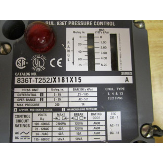 Allen Bradley 836T-T252JX181X15 Pressure Switch 836TT252JX181X15 - Refurbished