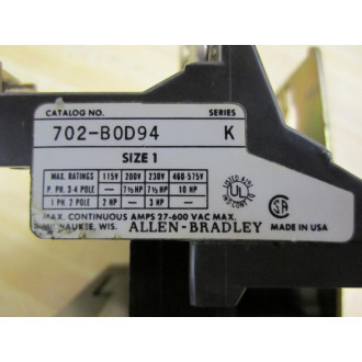Allen Bradley 702-BOD94 Starter 702-B0D94 - Used