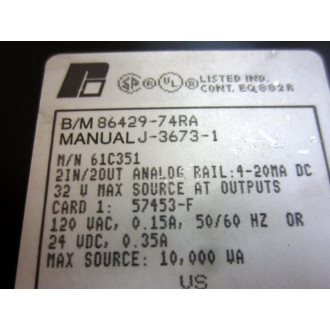 Reliance Electric 61C351 Analog Rail Module - Used