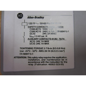 Allen Bradley 700-ZBR520AZ1 Safety Relay - Used