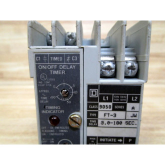 Square D 9050 FT-3 Timing Relay 9050FT3 - Used