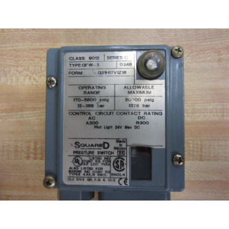 Square D 9012-GFW-3 Pressure Switch 9012GFW3 - Used