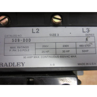 Allen Bradley 509-DOD Starter 509-D0D Series A - Used
