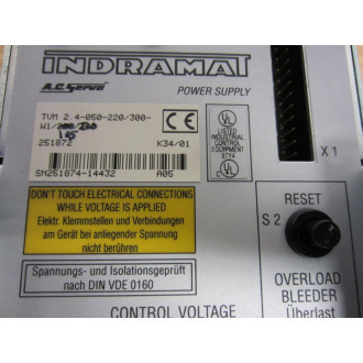 Indramat TVM 2.4-050-220300-W1115220 A.C. Servo Power Supply - New No Box