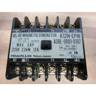 Hitachi A58L-0001-0197 A58L00010197 AC Magnetic Contactor K12N-EPW - Used