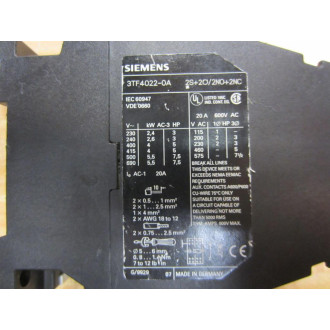 Siemens 3TF4-022-0A Contactor 3TF40220A Coil Tested - Used