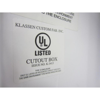 Klassen K-3413 Enclosure K3413   12"x10"x6" With Holes - New No Box
